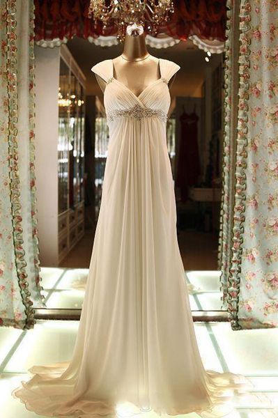 new long real image wedding dresses beaded waist empire waist beach summer v neck dress formal occasion party gown, White
new long real image wedding dresses beaded waist empire waist beach summer v neck dress formal occasion party gown, White