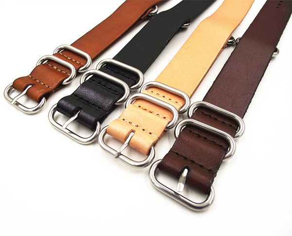 

wholesale-1pcs 18mm 20mm 22mm 24mm nato strap genuine cow leather watch band nato straps zulu strap watch strap, Black;brown