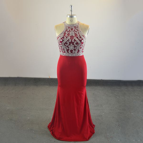 real simple red mermaid prom dresses halter neck prom dress crystal beading floor length vestido de festa party gowns, Black
real simple red mermaid prom dresses halter neck prom dress crystal beading floor length vestido de festa party gowns, Black