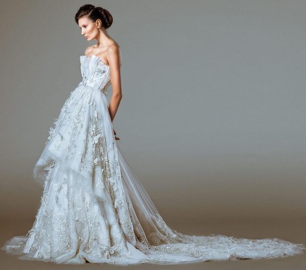 2016 vintage wedding dresses rani zakhem lace applique bridal gowns strapless appliques ruched tulle backless wedding gowns chapel train, White
2016 vintage wedding dresses rani zakhem lace applique bridal gowns strapless appliques ruched tulle backless wedding gowns chapel train, White