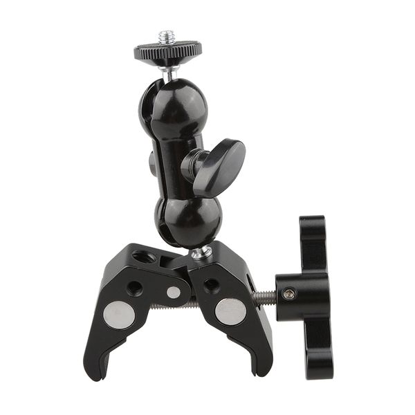 camvate crab clamp bracket with 1/4" screw double ball head mount (black/red t-handle
camvate crab clamp bracket with 1/4" screw double ball head mount (black/red t-handle