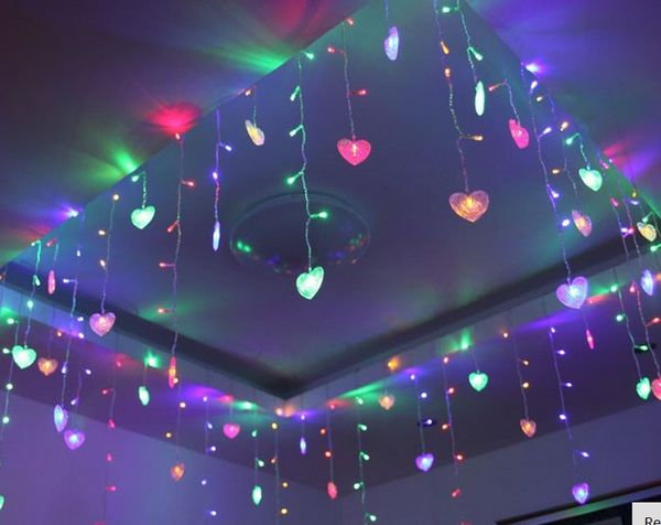 8m Led Curtains Garland Love Heart String Light Christmas New Year Holiday Party Wedding Luminaria Decoration Lamps Lighting