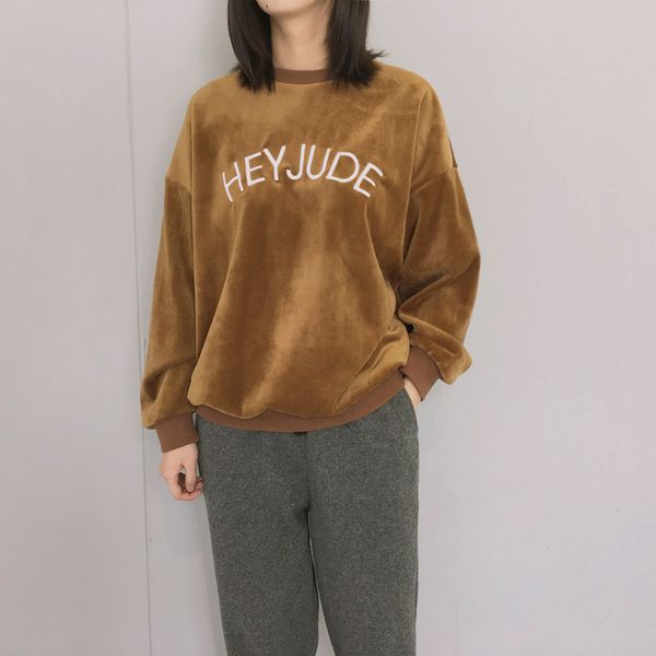 New style Autumn Pullover Hoodies Women Hoodie Korean Cute Letters Embroidery HEY JUDE Harajuku Women Sweatshirt Clothes