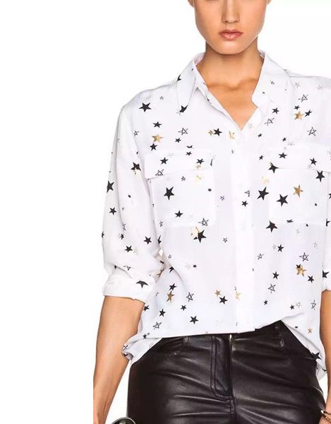 new autumn equipment ladies 100% real print star silk blouses star long gilding stamp sleeve pockets two women eq gold shirts nhgns
new autumn equipment ladies 100% real print star silk blouses star long gilding stamp sleeve pockets two women eq gold shirts nhgns