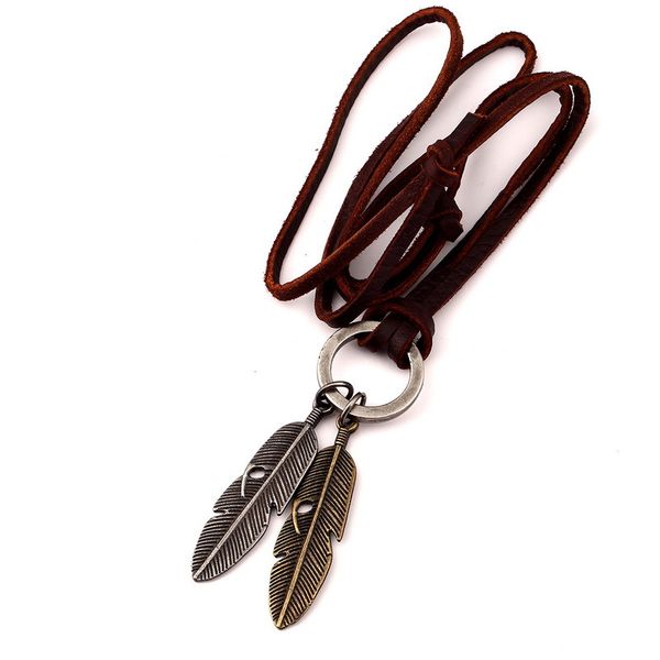fashion men vintage eagle feather leather cord pendant necklace jewelry design punk rock micro leather rope adjusted length size chains, Silver
fashion men vintage eagle feather leather cord pendant necklace jewelry design punk rock micro leather rope adjusted length size chains, Silver