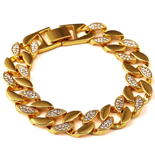 fashion men bracelets link chains hip hop jewelry studded crystal design stainless steel 18k gold plated punk rock micro rap, Black
fashion men bracelets link chains hip hop jewelry studded crystal design stainless steel 18k gold plated punk rock micro rap, Black
