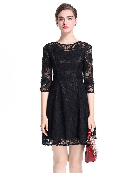 luxury women embroidery a-line dress 3/4 sleeve mini party dresses 0917128, White;black
luxury women embroidery a-line dress 3/4 sleeve mini party dresses 0917128, White;black