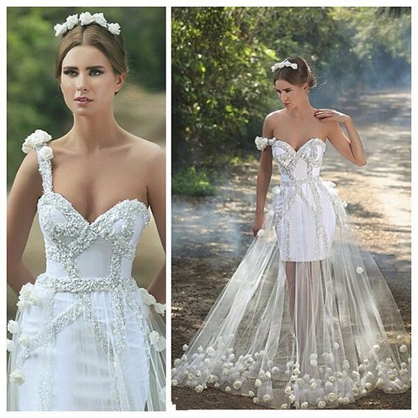 unique design beaded one strap wedding dresses 2017 see through tulle overskirt beach bridal gowns backless handmade flower wedding dresses, White
unique design beaded one strap wedding dresses 2017 see through tulle overskirt beach bridal gowns backless handmade flower wedding dresses, White