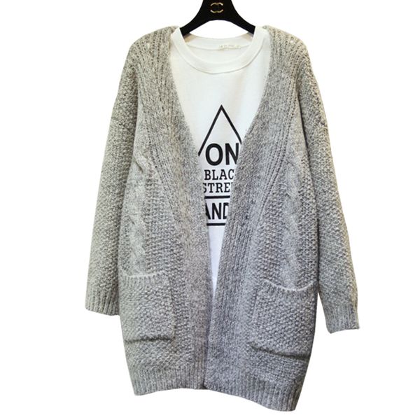 wholesale- coat thick new autumn winter long knit cardigan women retro loose sweater pocket jumper clothing vestidos lxj276, White;black
wholesale- coat thick new autumn winter long knit cardigan women retro loose sweater pocket jumper clothing vestidos lxj276, White;black
