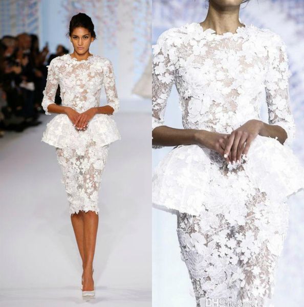 2019 little white evening dresses long sleeve knee length short prom lace floral haute couture ralph & russo sheath formal gowns, Black;red
2019 little white evening dresses long sleeve knee length short prom lace floral haute couture ralph & russo sheath formal gowns, Black;red