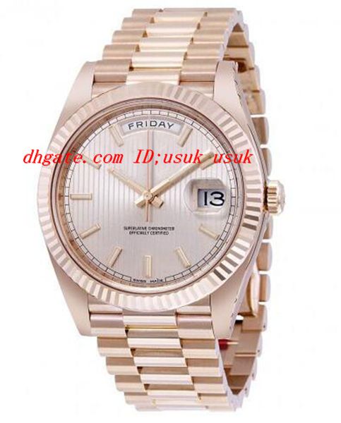 luxury watches 40 sundust stripe dial 18k everose gold automatic mechanical movement men's watch mens watch wrist watches, Slivery;brown
luxury watches 40 sundust stripe dial 18k everose gold automatic mechanical movement men's watch mens watch wrist watches, Slivery;brown