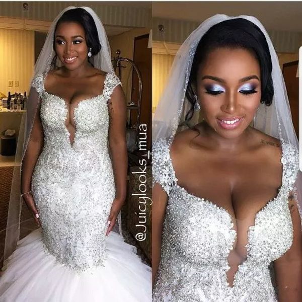 luxurious plus size mermaid wedding dresses 2019 off the shoulder african ruched long train bridal gowns backless vestido de novia, White
luxurious plus size mermaid wedding dresses 2019 off the shoulder african ruched long train bridal gowns backless vestido de novia, White