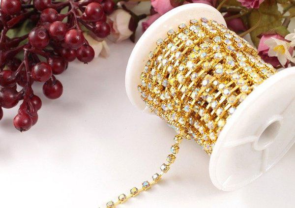wholesale-ss6 2mm single-row metal a grade clear crystal rhinestone diamante cup chain one roll 10 yards/lot ing, Silver;gold
wholesale-ss6 2mm single-row metal a grade clear crystal rhinestone diamante cup chain one roll 10 yards/lot ing, Silver;gold