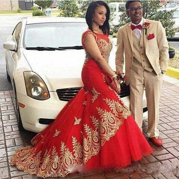 red plus size mermaid evening gowns 2016 gold lace applique prom dresses tulle sweep train formal wear custom made party dresses, Black
red plus size mermaid evening gowns 2016 gold lace applique prom dresses tulle sweep train formal wear custom made party dresses, Black