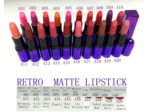 120pcs-new arrival purple pipe mc retro matte lipsticks 20 colors 3.0g boxed,genuine quality satin moisturizing lips beauty,dhl shiping
120pcs-new arrival purple pipe mc retro matte lipsticks 20 colors 3.0g boxed,genuine quality satin moisturizing lips beauty,dhl shiping
