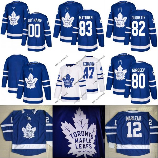 

Toronto Maple Leafs Jersey 80 Fedor Gordeev 82 Marc-Oliver Duquette 83 Nicolas Mattinen Custom Hockey Jerseys White Blue Mix Order