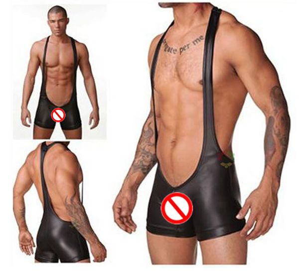 

Male Sexy Lingerie Men Clubwear Hunk Equipped Patent Leather Strap Underwear Free Shipping Cheap Price Wholesale Latex PVC Look