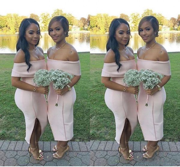 south african blush pink sheath bridesmaid dresses 2017 off shoulder satin side split prom party dresses for wedding plus size gowns, White;pink
south african blush pink sheath bridesmaid dresses 2017 off shoulder satin side split prom party dresses for wedding plus size gowns, White;pink