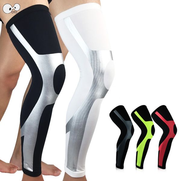 

wholesale- 2 pcs compression silicone anti-slip long knee support brace pad protector basketball cycling running leg sleeve kneepad warmers, Black