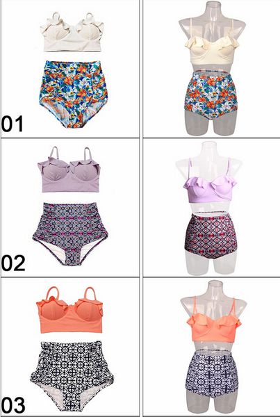 new style high waist swimsuit bikini women push up swimwear female bikini set beach wear vintage bathing suit retro floral print, White;black
new style high waist swimsuit bikini women push up swimwear female bikini set beach wear vintage bathing suit retro floral print, White;black