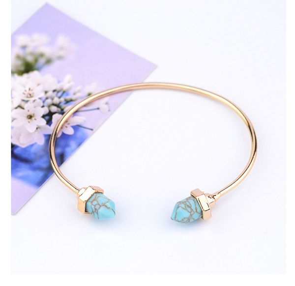 open natural stone cuff bangle gold plated geometric hexagonal pile blue turquoise charm bracelets&bangles for women or men, Golden;silver
open natural stone cuff bangle gold plated geometric hexagonal pile blue turquoise charm bracelets&bangles for women or men, Golden;silver