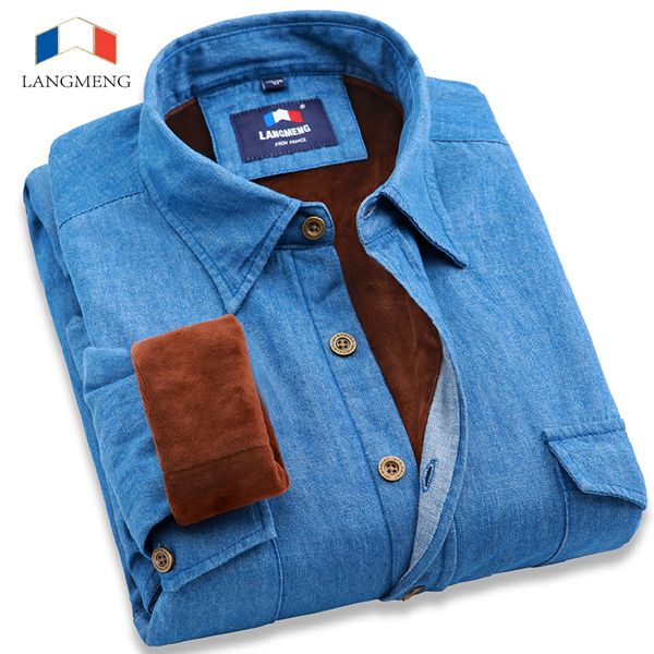 wholesale- langmeng 2015 selling men winter jeans shirt fashion male outwear warm dress shirt with velvet men casual thick denim shirts, White;black
wholesale- langmeng 2015 selling men winter jeans shirt fashion male outwear warm dress shirt with velvet men casual thick denim shirts, White;black