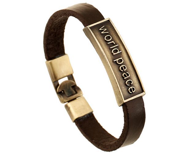 fashion national wind 100% cowhide bracelet boy/man retro alloy world peace leather bracelet 12pcs/lot drop shipping, White
fashion national wind 100% cowhide bracelet boy/man retro alloy world peace leather bracelet 12pcs/lot drop shipping, White