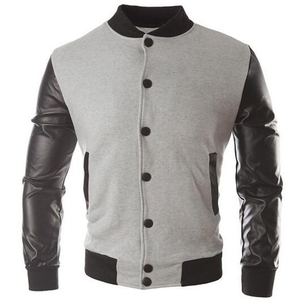 2016 korean collar pu leather jackets stitching baseball uniform sweater colored mens coat, Black;brown
2016 korean collar pu leather jackets stitching baseball uniform sweater colored mens coat, Black;brown