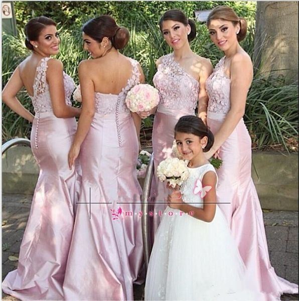 african pink backless one shoulder lace mermaid bridesmaid dresses lace blush pink taffeta wedding party formal dresses with ribbon, White;pink
african pink backless one shoulder lace mermaid bridesmaid dresses lace blush pink taffeta wedding party formal dresses with ribbon, White;pink