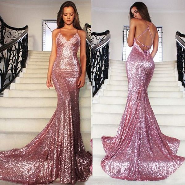 shinny sequins prom dress spaghetti straps backless criss cross mermaid evening party gowns appliqued formal gown with train, Black
shinny sequins prom dress spaghetti straps backless criss cross mermaid evening party gowns appliqued formal gown with train, Black