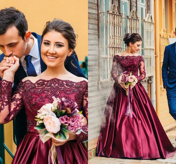 2016 new arabic burgundy evening dresses off shoulder long sleeves illusion beaded purple satin sweep train formal party dress prom gowns, Black;red
2016 new arabic burgundy evening dresses off shoulder long sleeves illusion beaded purple satin sweep train formal party dress prom gowns, Black;red