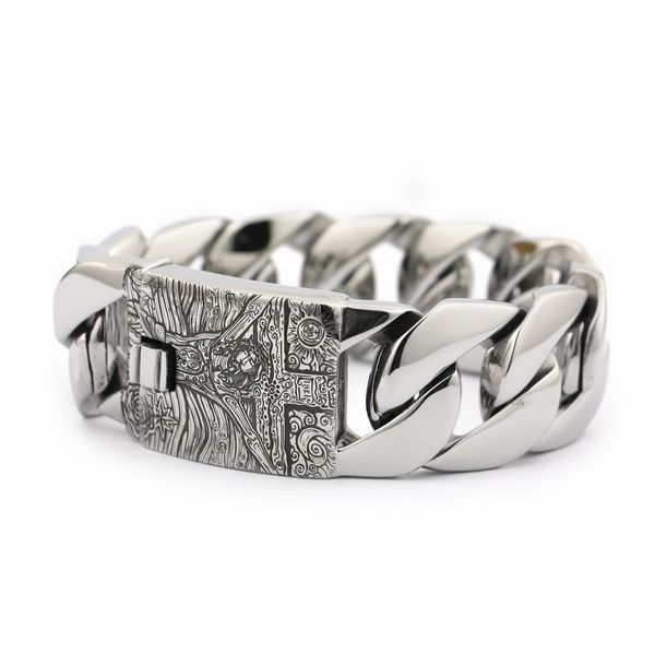 linsion deep engraved stainless steel jesus crucifix cross mens biker bracelet 5d201, Black
linsion deep engraved stainless steel jesus crucifix cross mens biker bracelet 5d201, Black