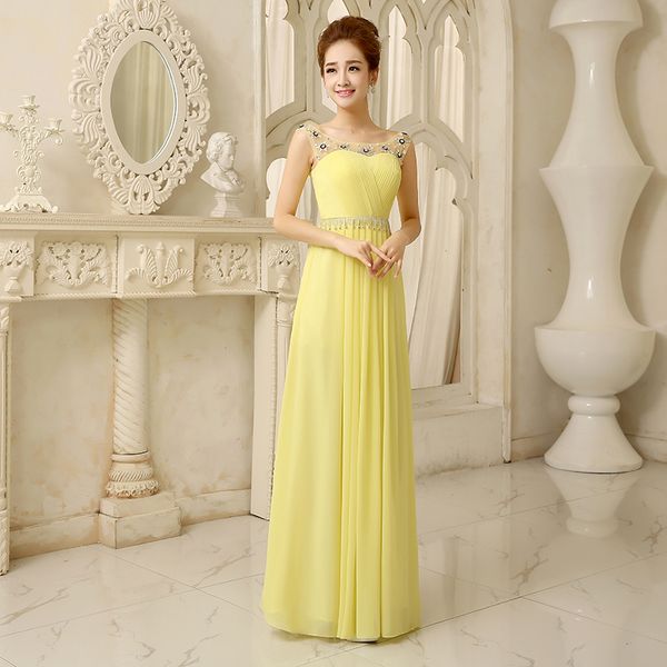 beaded crystal long chiffon bridesmaid dress with scoop neckline 2019 yellow bridesmaid gowns for wedding party, White;pink
beaded crystal long chiffon bridesmaid dress with scoop neckline 2019 yellow bridesmaid gowns for wedding party, White;pink