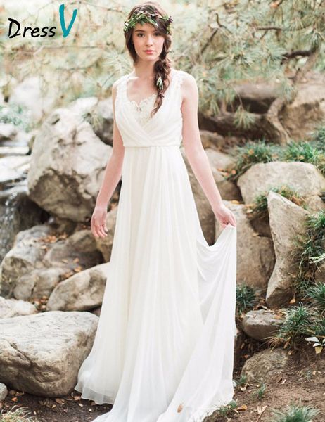 Out Door Elegant White Chiffon Beach Wedding Dress 2019 Spring Summer Sheath Sweetheart Empire Backless Sweep Train Bridal Gowns
Out Door Elegant White Chiffon Beach Wedding Dress 2019 Spring Summer Sheath Sweetheart Empire Backless Sweep Train Bridal Gowns