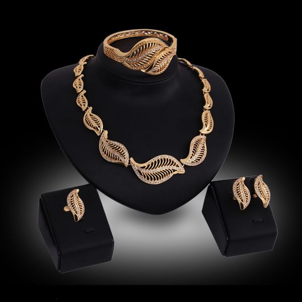 bangle necklace earrings ring jewelry set elegant luxury rhinestone 18k gold plated hollow out alloy leaves party jewelry 4-piece set js175, Slivery;golden 
bangle necklace earrings ring jewelry set elegant luxury rhinestone 18k gold plated hollow out alloy leaves party jewelry 4-piece set js175, Slivery;golden