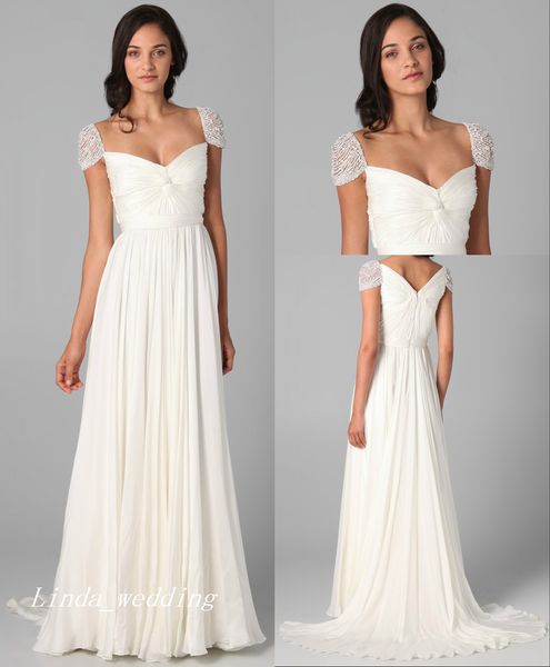 elegant white wedding dresses beautiful cap sleeves chiffon long zipper closure women bridal party gowns 
elegant white wedding dresses beautiful cap sleeves chiffon long zipper closure women bridal party gowns