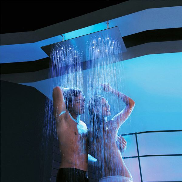 

двойной дождь led light showerheads 304 нержавеющая сталь 400*800 мм насадка для душа дождь ванная комната душевые кабины мощность воды огни
