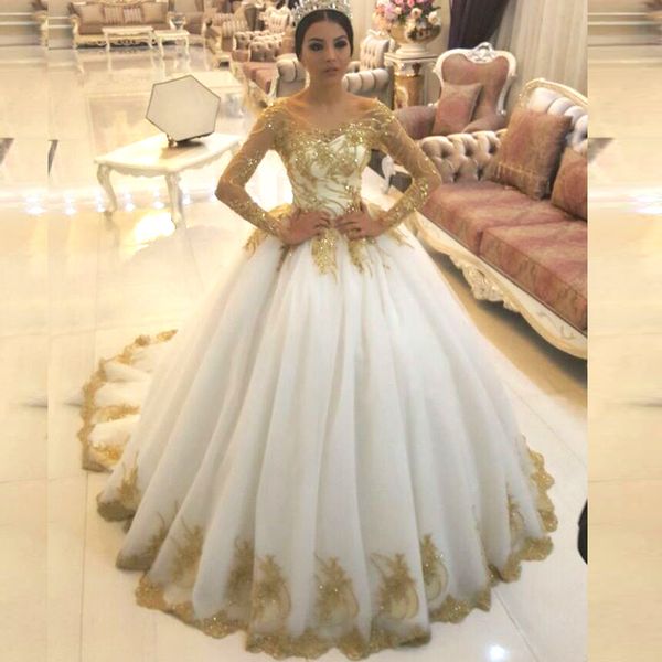 gold and ivory white corset wedding dresses sheer scoop neck illusion long sleeves beaded lace appliques sparkly puffy bridal gowns
gold and ivory white corset wedding dresses sheer scoop neck illusion long sleeves beaded lace appliques sparkly puffy bridal gowns