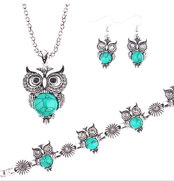 5sets 7colors jewelry sets tibet silver vintage turquoise owl pendant necklace earring bracelet jewelry set for women, Black
5sets 7colors jewelry sets tibet silver vintage turquoise owl pendant necklace earring bracelet jewelry set for women, Black