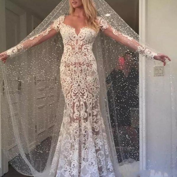 2018 berta country wedding dresses sheer neck long sleeves backless mermaid bridal dresses full lace appliques vintage wedding gowns, White
2018 berta country wedding dresses sheer neck long sleeves backless mermaid bridal dresses full lace appliques vintage wedding gowns, White