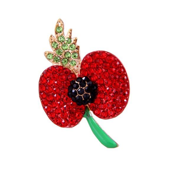 1.8 inch red enamel and rhinestone crystal diamante poppy flower brooch with leaf, Gray
1.8 inch red enamel and rhinestone crystal diamante poppy flower brooch with leaf, Gray