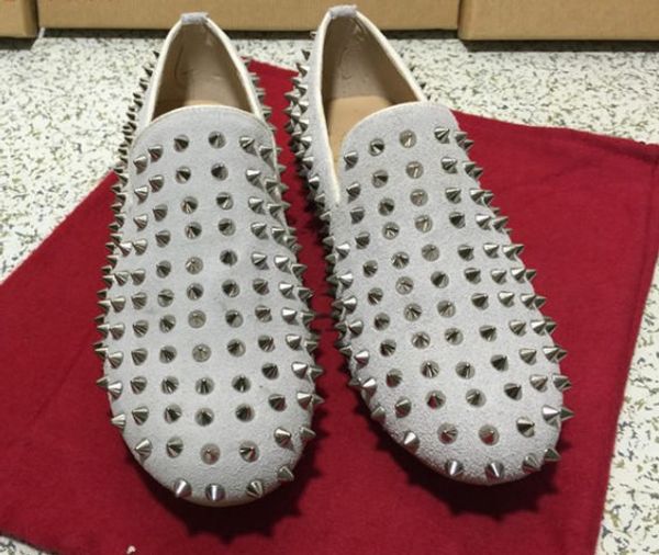 men's women's shoes genuine leather with mixed spikes slip on round toe red bottom loafers,gentleman luxury 36-46, Black
men's women's shoes genuine leather with mixed spikes slip on round toe red bottom loafers,gentleman luxury 36-46, Black