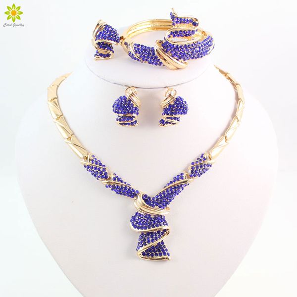 Fashion High Quality Nigerian Wedding African Beads Jewelry Sets Blue Crystal Dubai Gold Plated Big Jewelry Sets Costume
Fashion High Quality Nigerian Wedding African Beads Jewelry Sets Blue Crystal Dubai Gold Plated Big Jewelry Sets Costume