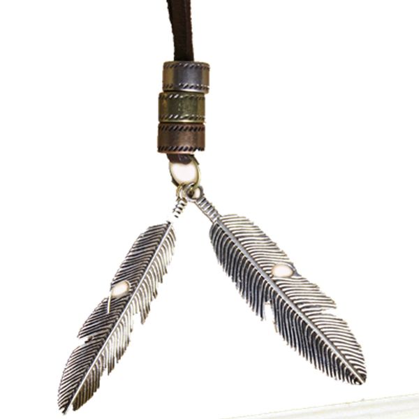 antique silver plated feather charm pendent necklace real cow leather antique color 1 pc per lot wholesale
antique silver plated feather charm pendent necklace real cow leather antique color 1 pc per lot wholesale