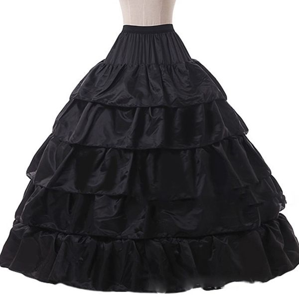 

4 hoops 5 layers ruffles lolita petticoat for girls wedding accessories underskirt for ball gown dresses quinceanera dress crinoline, White