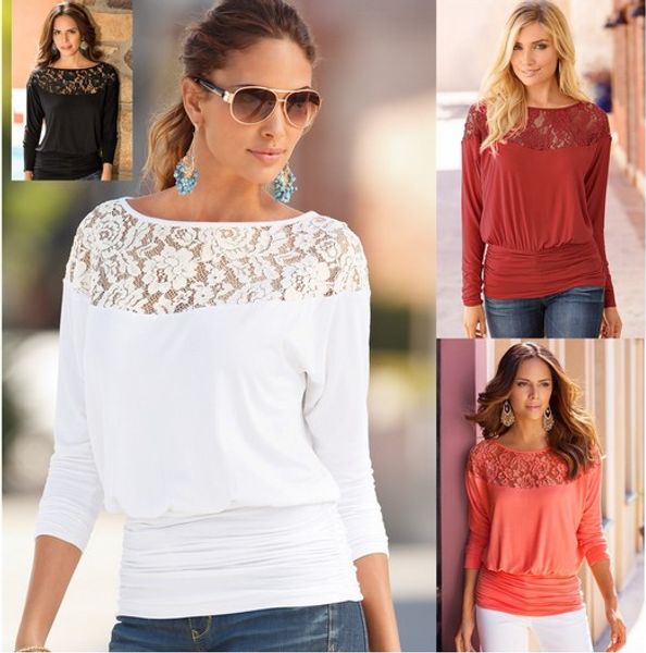 Fashion Womens Blouses Shirts Blouses Tops Cotton Blend Lace Panelled Crew Neck Fashion Top Shirt Shirts Tops For Autumn & Winter
Fashion Womens Blouses Shirts Blouses Tops Cotton Blend Lace Panelled Crew Neck Fashion Top Shirt Shirts Tops For Autumn & Winter