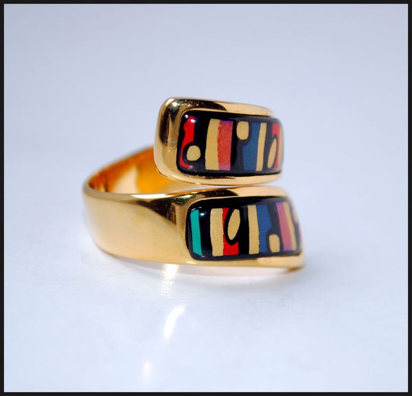 american wind series 18k gold-plated enamel rings double curved ring for women band rings for gift, Silver
american wind series 18k gold-plated enamel rings double curved ring for women band rings for gift, Silver
