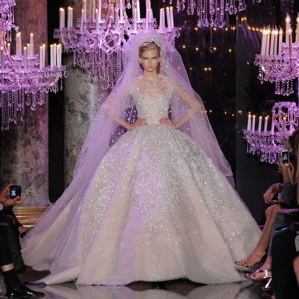 luxury elie saab lace ball gown wedding dresses appliques sheer jewel neck beads bridal dress chapel plus size sequined tulle wedding gowns, White
luxury elie saab lace ball gown wedding dresses appliques sheer jewel neck beads bridal dress chapel plus size sequined tulle wedding gowns, White