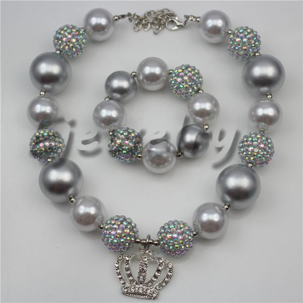 fashion jewelry alloy silver crown pendant silver ab color rhinestone beads chunky bubblegum necklace&bracelet set cb744
fashion jewelry alloy silver crown pendant silver ab color rhinestone beads chunky bubblegum necklace&bracelet set cb744