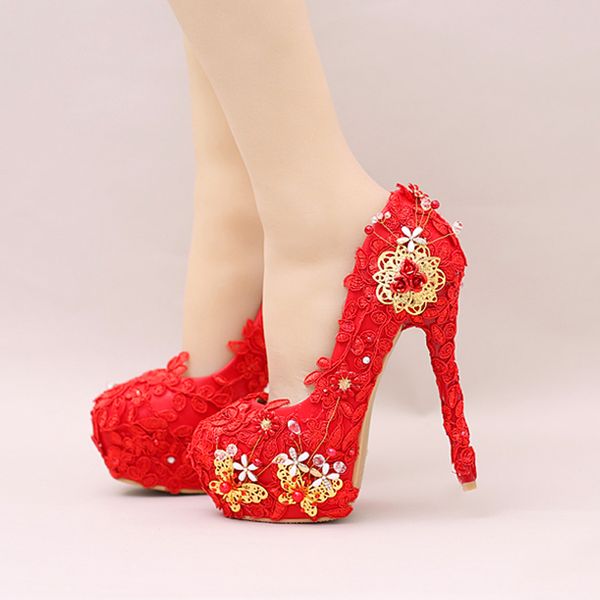 fashion red lace super high heels bride shoes butterfly flower wedding dress shoes round toe platform party prom pumps, Black
fashion red lace super high heels bride shoes butterfly flower wedding dress shoes round toe platform party prom pumps, Black